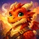 Colorful fantasy creature with expressive eyes and friendly smile, vibrant background
